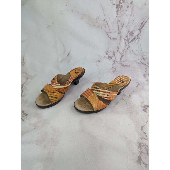 Sofft Heels Women 9.5 M Orange Leather Kitten Criss Cross Open Toe Shoe Tropical - Picture 4 of 11